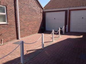 White Post and Chain Fencing on Driveway