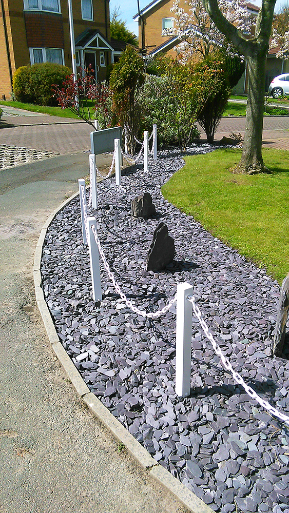 White Posts with White Chains for Gardens